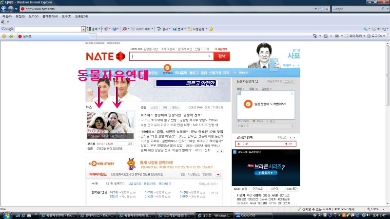 모피캠페인 네이트 메인에 떴네요 ^^