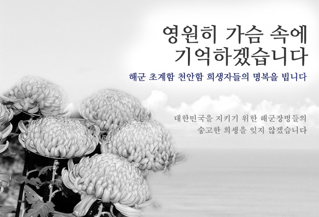 해군 초계함 천안함 희생자들의 명복을 빕니다..