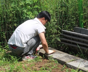 센터 장정들이 한여름 땡볕에서 보도블럭을 까는 이유........