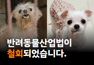 시민 여러분의 요구로 반려동물산업법이 철회되었습니다!